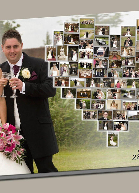 Custom Heart Shaped Photo Collage Canvas & Framed Print for Cherished Memories