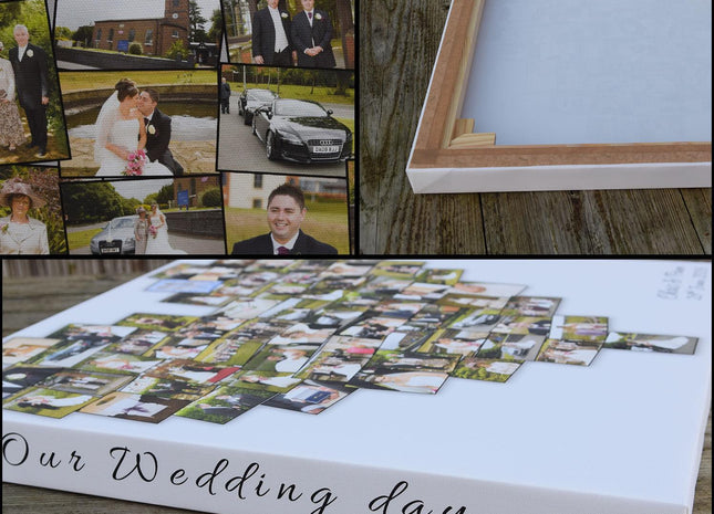 Custom Heart Shaped Photo Collage Canvas & Framed Print for Cherished Memories