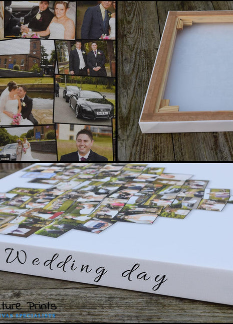 Custom Heart Shaped Photo Collage Canvas & Framed Print for Cherished Memories