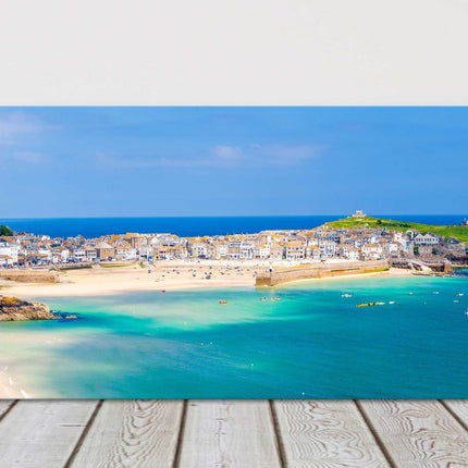 Canvas Print Cornwall St Ives Harbour Panoramic Framed Picture