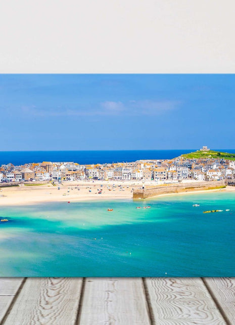 Canvas Print Cornwall St Ives Harbour Panoramic Framed Picture