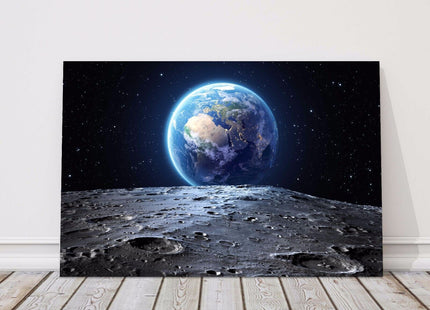 Earth and moon space canvas print framed picture wall art various sizes gift
