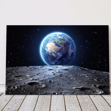 Earth and moon space canvas print framed picture wall art various sizes gift