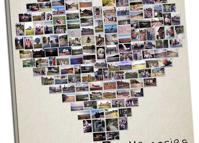 Custom Personalised Heart Collage Canvas Print - Unique Birthday Gift Picture