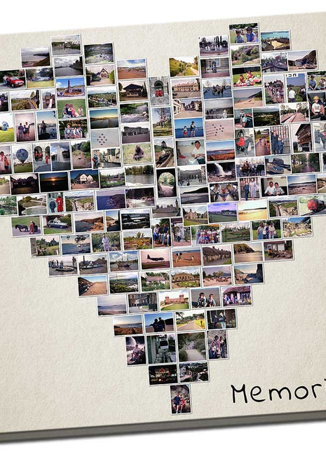 Custom Personalised Heart Collage Canvas Print - Unique Birthday Gift Picture