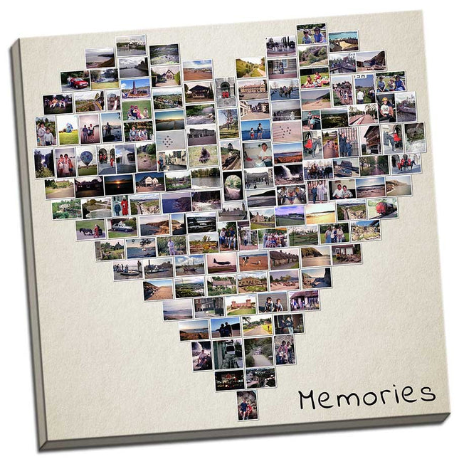 Custom Personalised Heart Collage Canvas Print - Unique Birthday Gift Picture