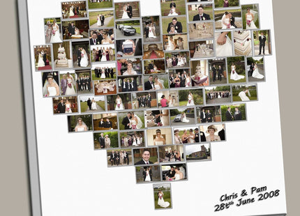 Custom Personalised Heart Collage Canvas Print - Unique Birthday Gift Picture
