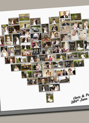 Custom Personalised Heart Collage Canvas Print - Unique Birthday Gift Picture