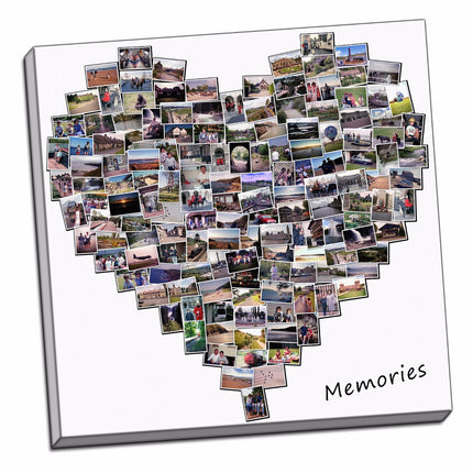 Custom Personalised Heart Collage Canvas Print - Unique Birthday Gift Picture