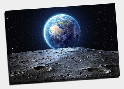Earth and moon space canvas print framed picture wall art various sizes gift