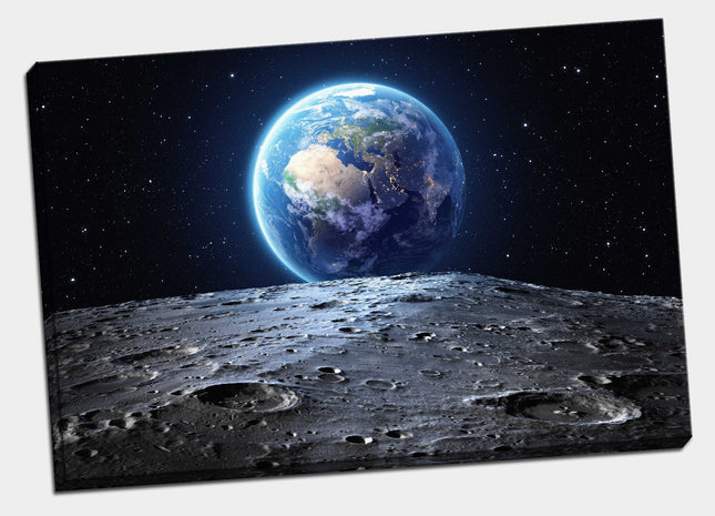 Earth and moon space canvas print framed picture wall art various sizes gift
