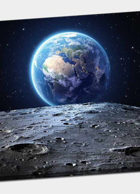 Earth and moon space canvas print framed picture wall art various sizes gift