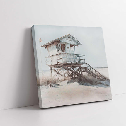 coastal art work framed canvas picture print beach hut painting, set available