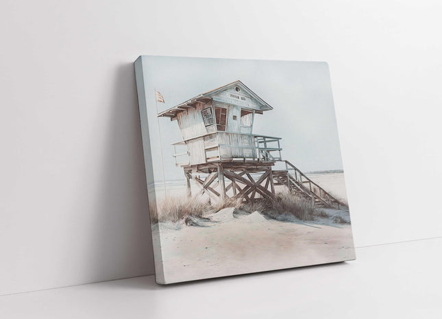 coastal art work framed canvas picture print beach hut painting, set available