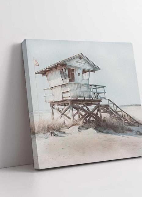 coastal art work framed canvas picture print beach hut painting, set available