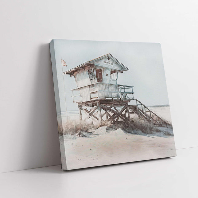coastal art work framed canvas picture print beach hut painting, set available