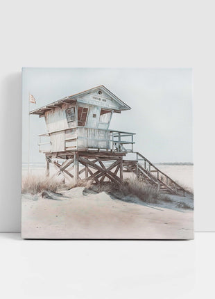 coastal art work framed canvas picture print beach hut painting, set available