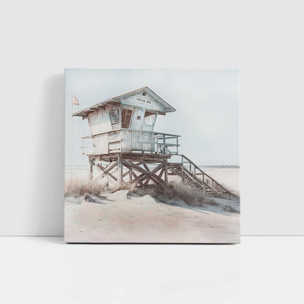 coastal art work framed canvas picture print beach hut painting, set available