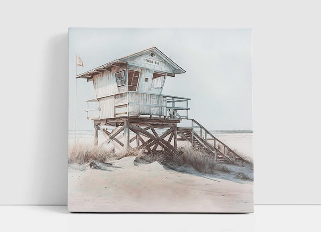 coastal art work framed canvas picture print beach hut painting, set available