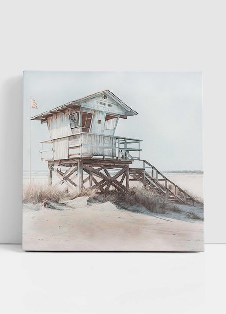coastal art work framed canvas picture print beach hut painting, set available