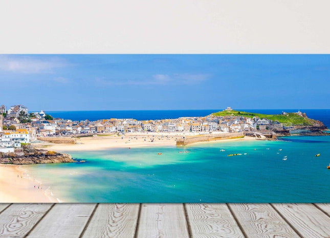 St Ives harbour panoramic canvas print Cornwall framed picture