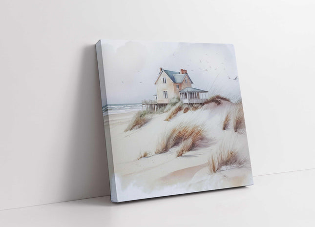 coastal art work framed canvas picture print beach house painting, set available