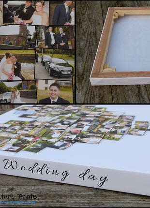 Personalised Heart Shaped Canvas Print Photo Collage Box Framed Custom Gift