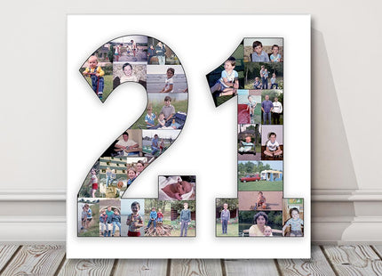 Personalised Birthday Collage Canvas 1, 2, 3, 18, 21, 50, 70, 80,80, 90, 100