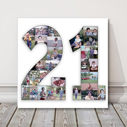 Personalised Birthday Collage Canvas 1, 2, 3, 18, 21, 50, 70, 80,80, 90, 100