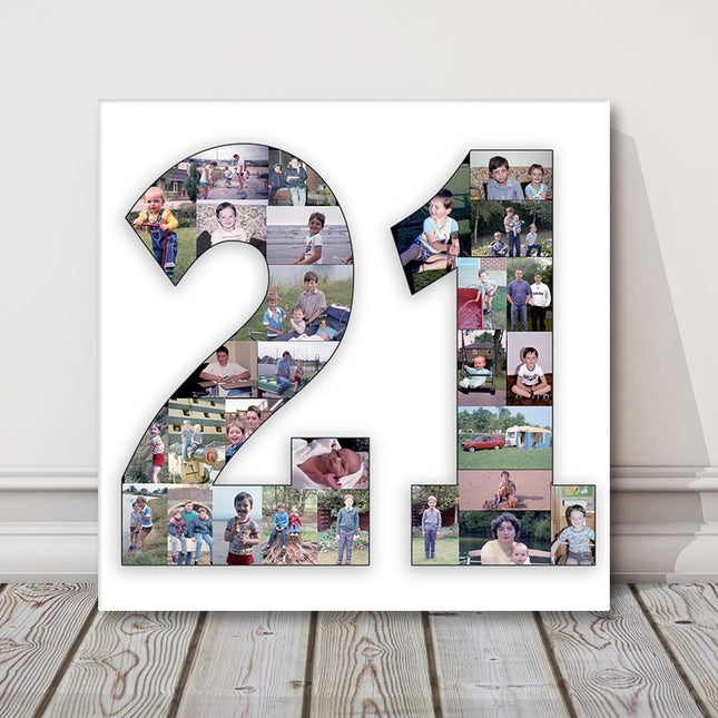 Personalised Birthday Collage Canvas 1, 2, 3, 18, 21, 50, 70, 80,80, 90, 100