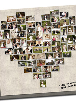 Personalised Heart Shaped Canvas Print Photo Collage Box Framed Custom Gift