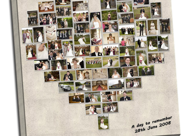 Personalised Heart Shaped Canvas Print Photo Collage Box Framed Custom Gift