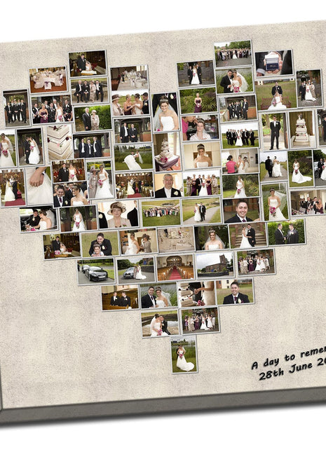 Personalised Heart Shaped Canvas Print Photo Collage Box Framed Custom Gift