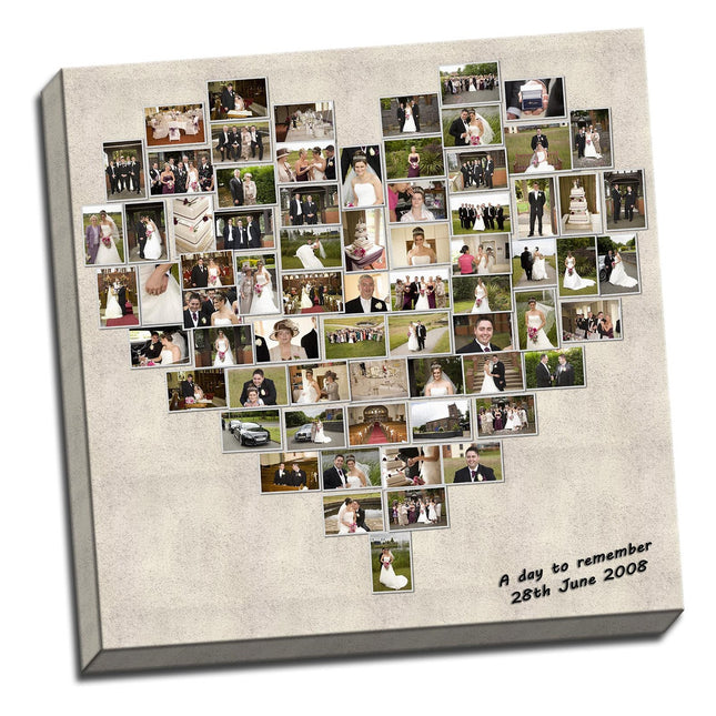 Personalised Heart Shaped Canvas Print Photo Collage Box Framed Custom Gift