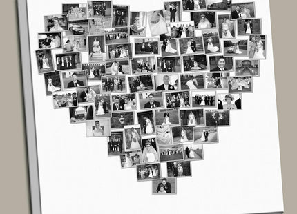 Personalised Heart Shaped Canvas Print Photo Collage Box Framed Custom Gift