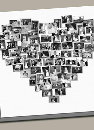 Personalised Heart Shaped Canvas Print Photo Collage Box Framed Custom Gift