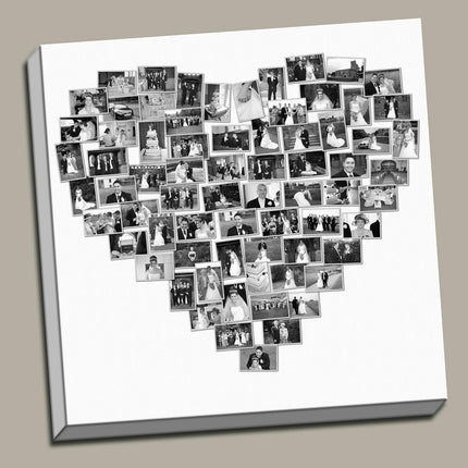 Personalised Heart Shaped Canvas Print Photo Collage Box Framed Custom Gift