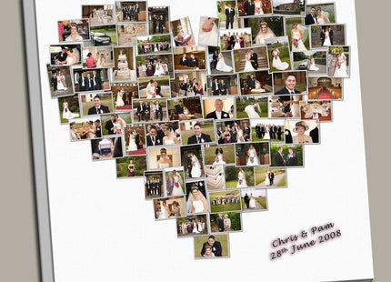 Personalised Heart Shaped Canvas Print Photo Collage Box Framed Custom Gift