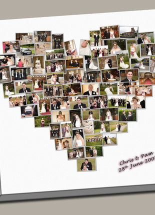 Personalised Heart Shaped Canvas Print Photo Collage Box Framed Custom Gift