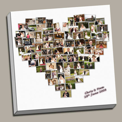 Personalised Heart Shaped Canvas Print Photo Collage Box Framed Custom Gift