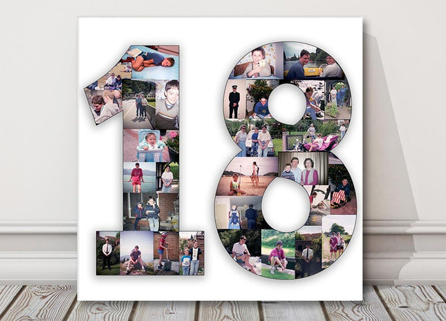 Personalised Birthday Collage Canvas 1, 2, 3, 18, 21, 50, 70, 80,80, 90, 100