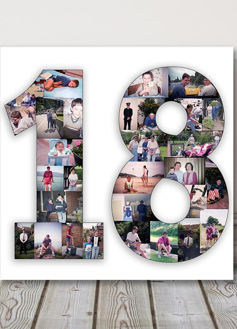 Personalised Birthday Collage Canvas 1, 2, 3, 18, 21, 50, 70, 80,80, 90, 100