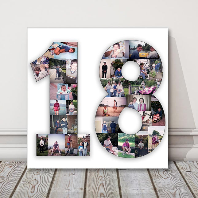 Personalised Birthday Collage Canvas 1, 2, 3, 18, 21, 50, 70, 80,80, 90, 100