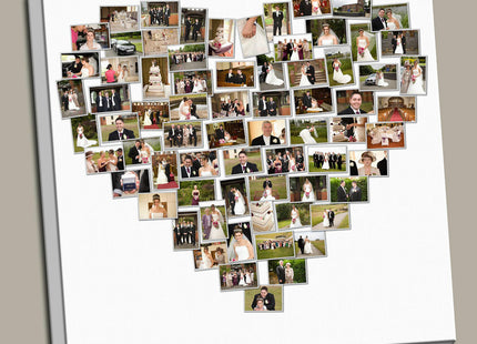 Personalised Heart Shaped Canvas Print Photo Collage Box Framed Custom Gift