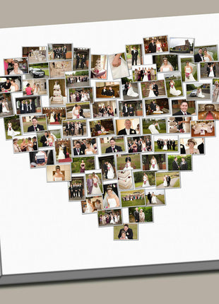 Personalised Heart Shaped Canvas Print Photo Collage Box Framed Custom Gift