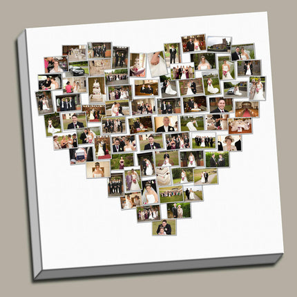 Personalised Heart Shaped Canvas Print Photo Collage Box Framed Custom Gift