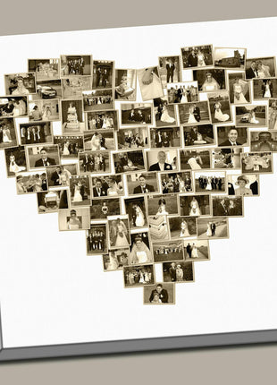 Personalised Heart Shaped Canvas Print Photo Collage Box Framed Custom Gift