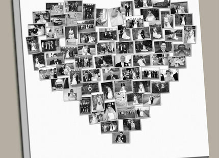 Personalised Heart Photo Collage Canvas Print | Box Framed Special Wedding Gift