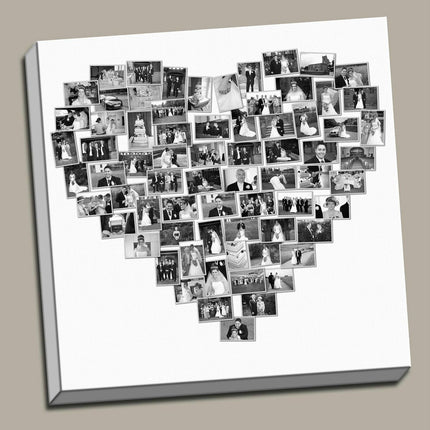Personalised Heart Photo Collage Canvas Print | Box Framed Special Wedding Gift