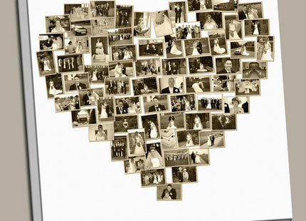 Personalised Heart Photo Collage Canvas Print | Box Framed Special Wedding Gift